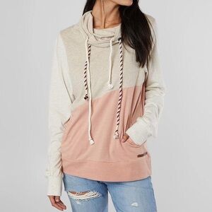 BKE Buckle Misty Rose Color Block Cowl Neck Pullover Long Sleeve Top Size Large